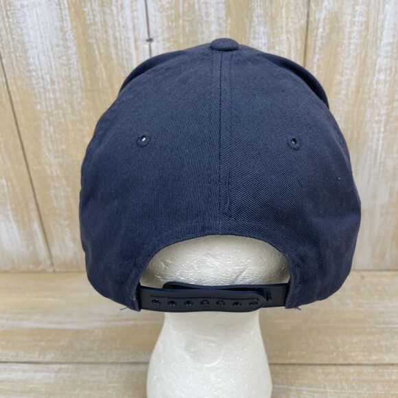 Montauk Brewing Company NY Leather Patch Logo Cap Hat Navy Blue Snapback - Picture 4 of 9
